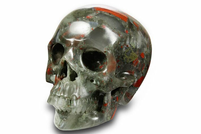 Realistic, Polished Bloodstone (Heliotrope) Skull - South Africa #378597